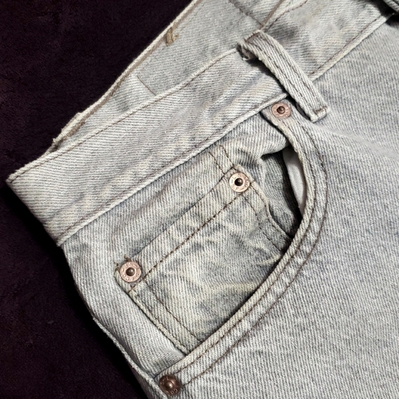 Vintage 90's Men's Levi's 501 Straight Button Fly Silver Gray Wash Denim Jeans - Picture 9 of 16